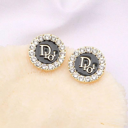 D’ Luxury Earrings Studs White Gold Black Gold