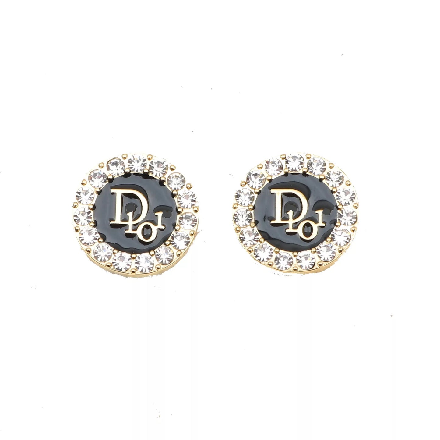 D’ Luxury Earrings Studs White Gold Black Gold