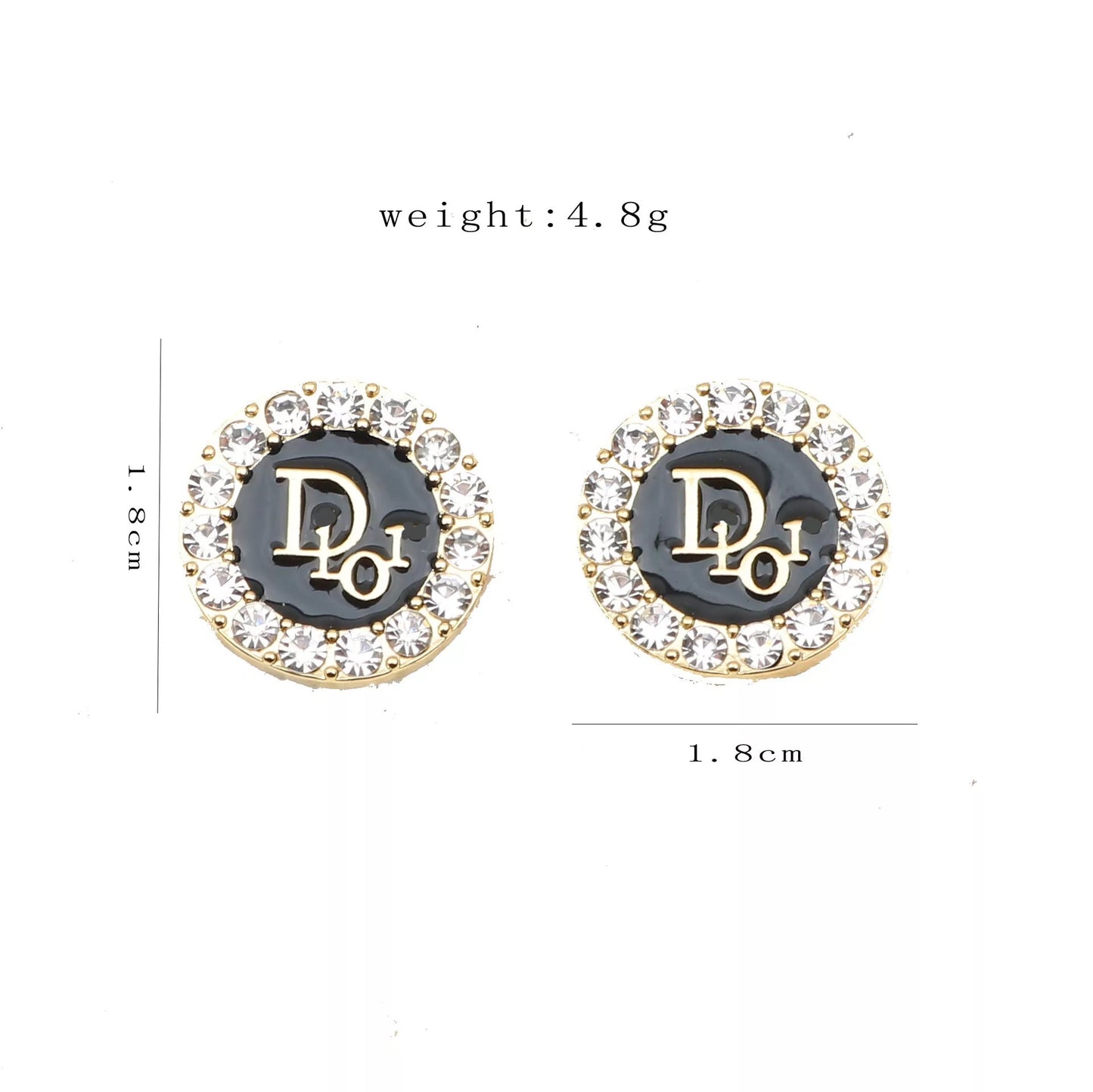 D’ Luxury Earrings Studs White Gold Black Gold