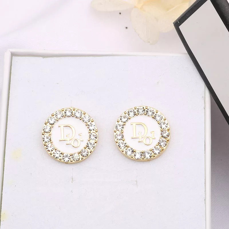 D’ Luxury Earrings Studs White Gold Black Gold